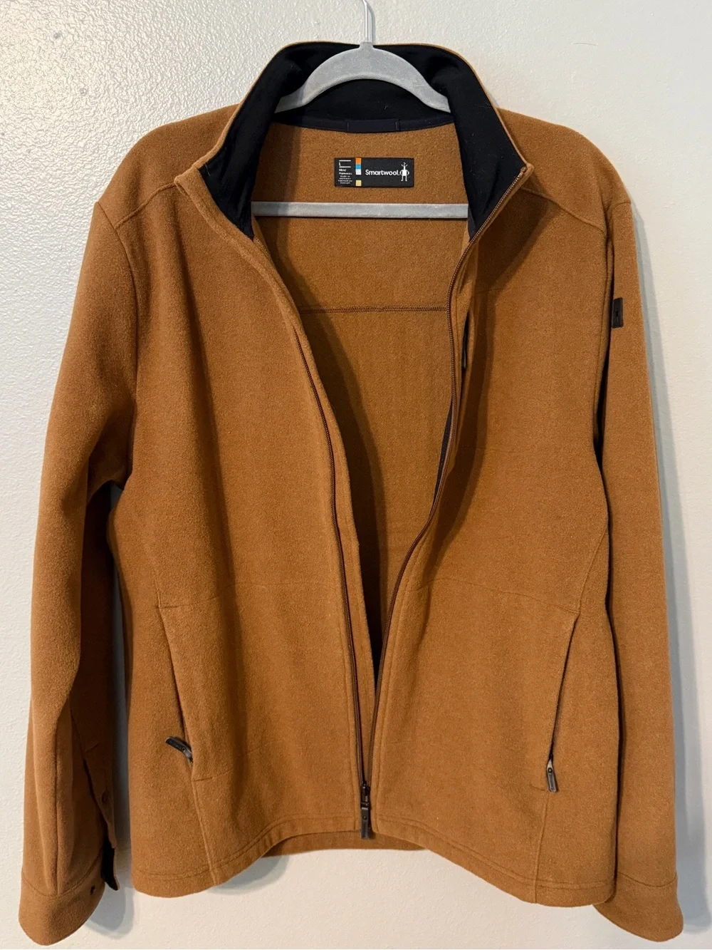 Smartwool Men's Anchor Line Full Zip Jacket Whiskey Brown Wool Blend Size Large